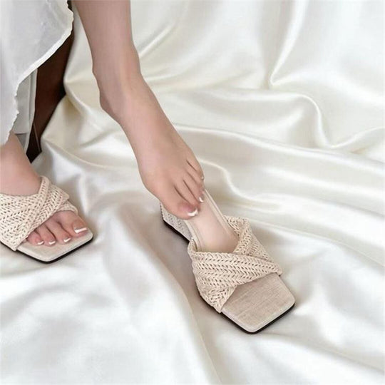 Damen elegante Mules mit geflochtenem Design EB