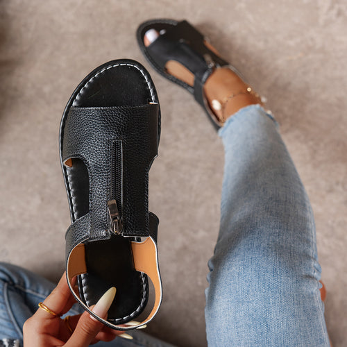 Damen Sandalen mit Reißverschluss und komfortablem Fußbett EB