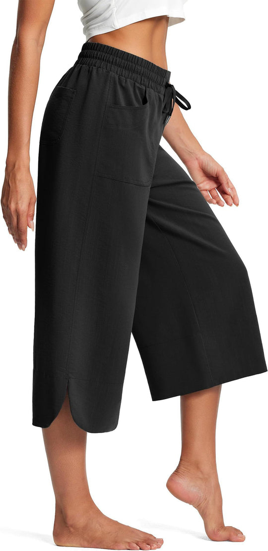 Damen bequeme Culotte mit elastischem Bund und praktischen Taschen EB