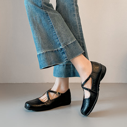 Damen Komfortable Mary Jane Schuhe mit modischen Riemen EB