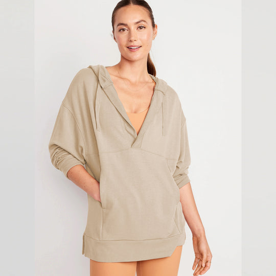 Damen Lässiger Kapuzenpullover mit asymmetrischem Schnitt und praktischen Taschen EB