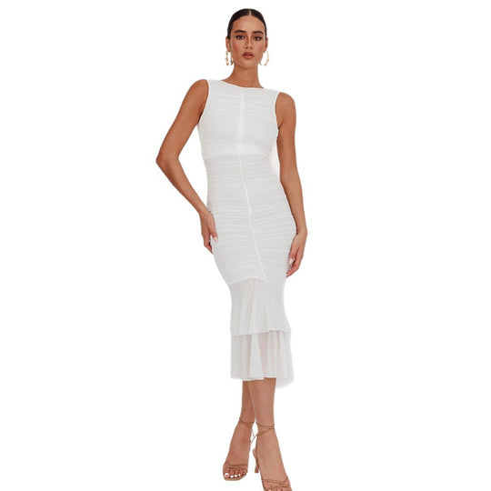 Damen Elegantes Maxikleid mit Rüschendetails EB