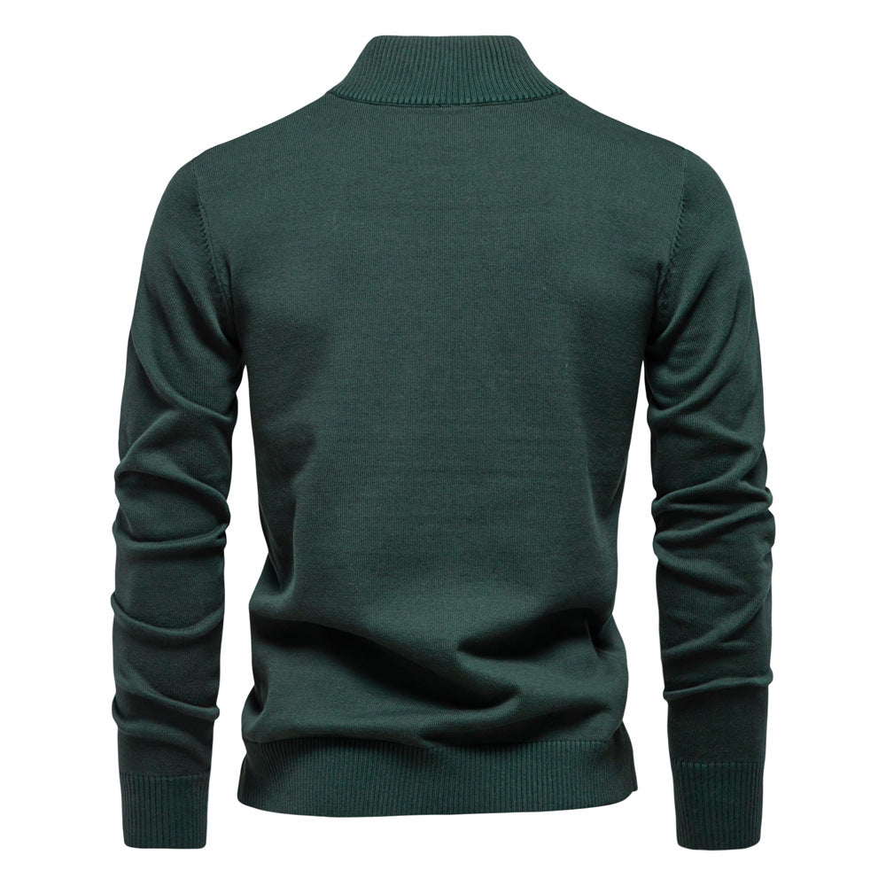 Herren Pullover mit kurzem Reißverschluss und modischem Stehkragen EB
