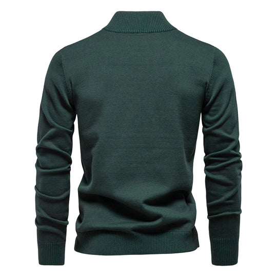 Herren Pullover mit kurzem Reißverschluss und modischem Stehkragen EB