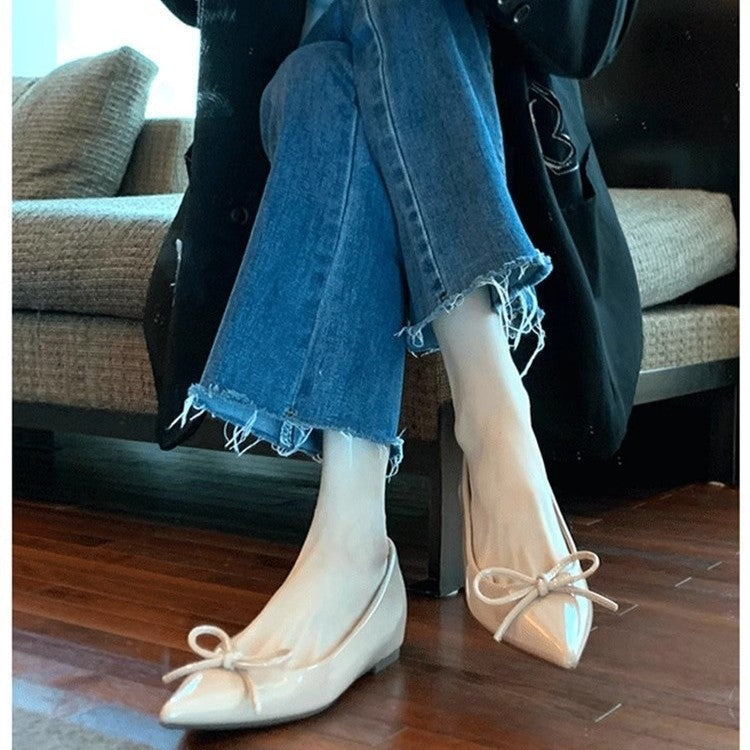 Damen elegante Ballerinas mit stilvoller Schleifenverzierung EB