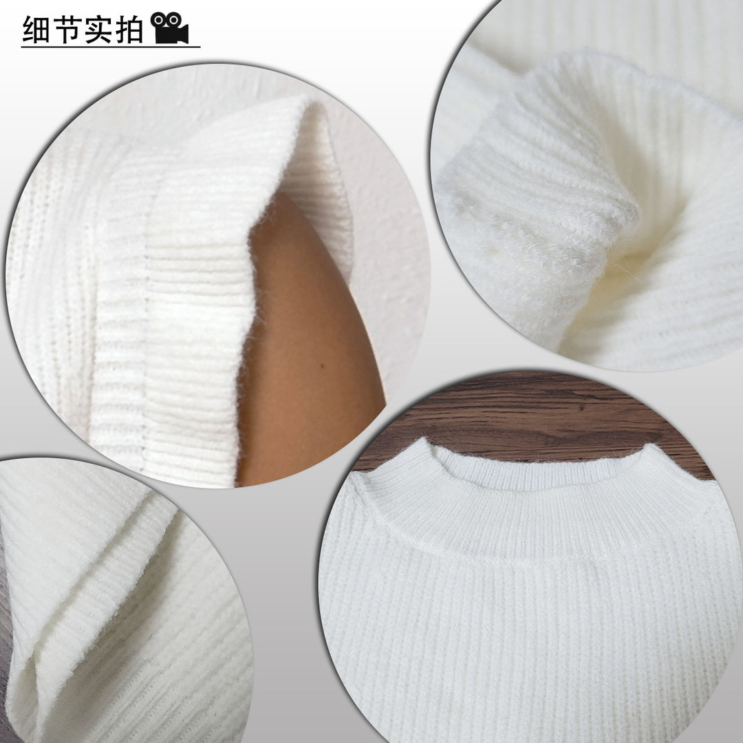 Damen Strickoberteil mit Rüsche und hohem Kragen EB