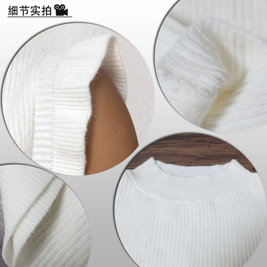 Damen Strickoberteil mit Rüsche und hohem Kragen EB