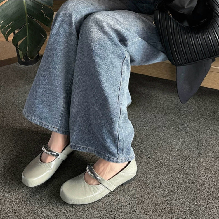 Damen Ballerina-Schuhe mit modischer Schnallenverzierung und pantentlicher Passform EB