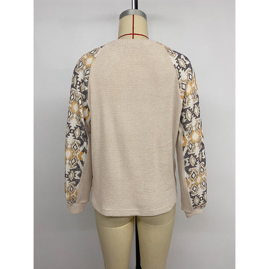 Damen Strickpullover mit modernen Raglanärmeln und floralem Muster EB
