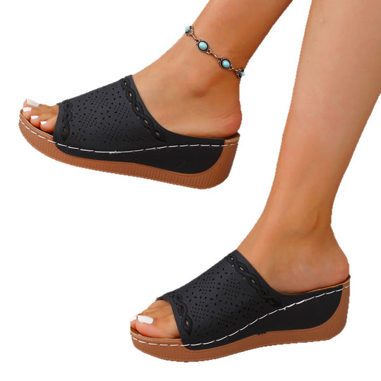 Damen Komfort-Pantoletten mit luftiger Perforation EB