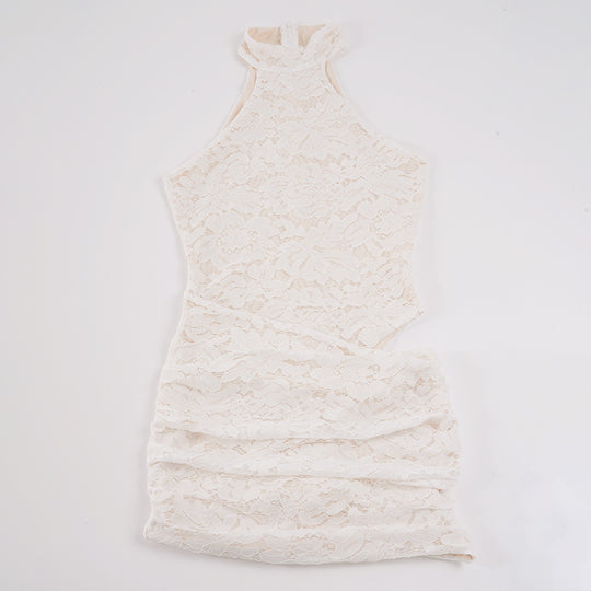 Damen Spitzen-Cocktailkleid mit schicker Halteroptik und elastischem Saum EB
