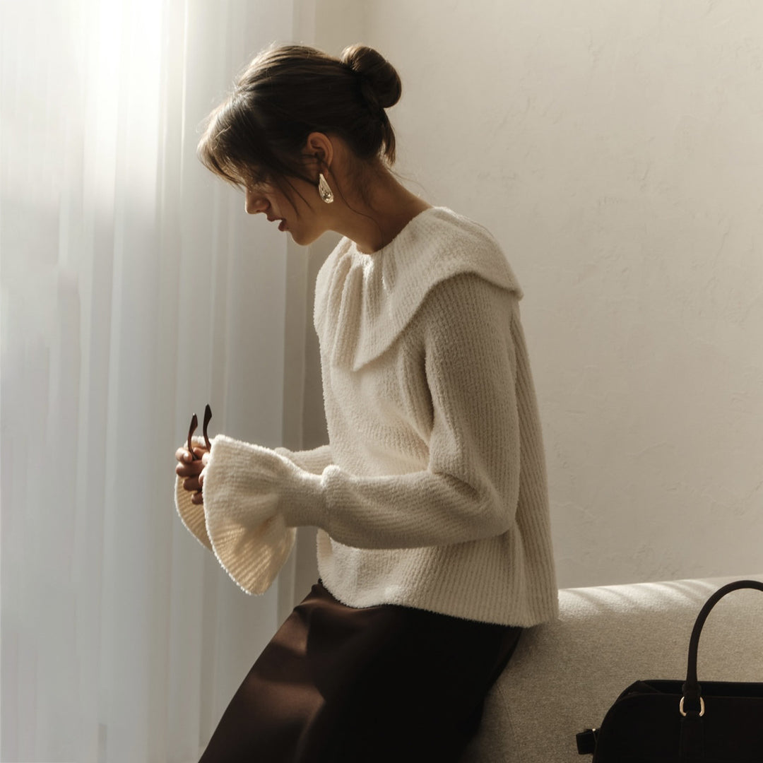 Damen Pullover mit weitem Rollkragen und Volantärmeln Eichborn Berlin