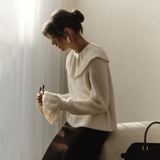 Damen Pullover mit weitem Rollkragen und Volantärmeln Eichborn Berlin