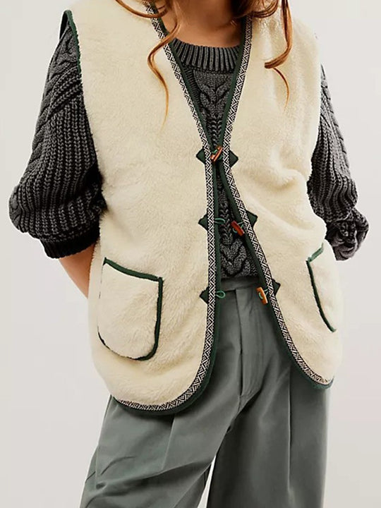 Damen Weste mit Kapuze und gestepptem Design EB