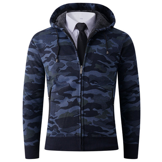 Herren modischer Hoodie mit gefütterter Kapuze und kräftigem Camouflage-Muster EB