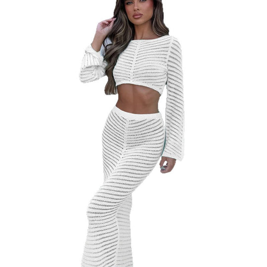 Damen Crop-Top und Maxi-Rock Set EB