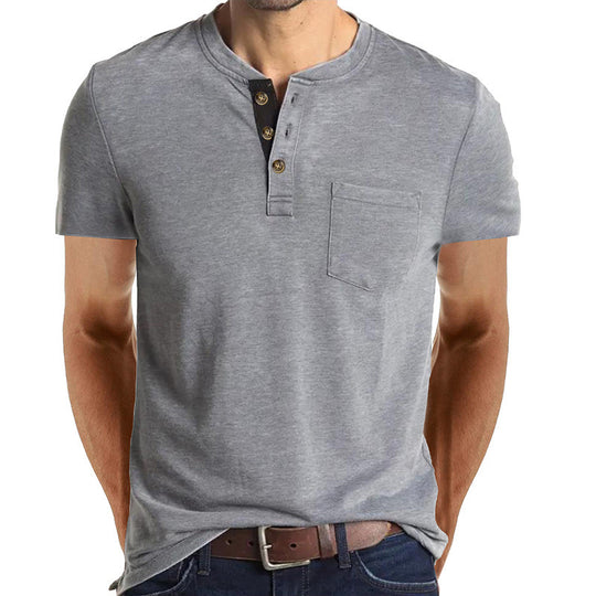 Herren T-Shirt mit strukturiertem Kragen und Brusttasche EB