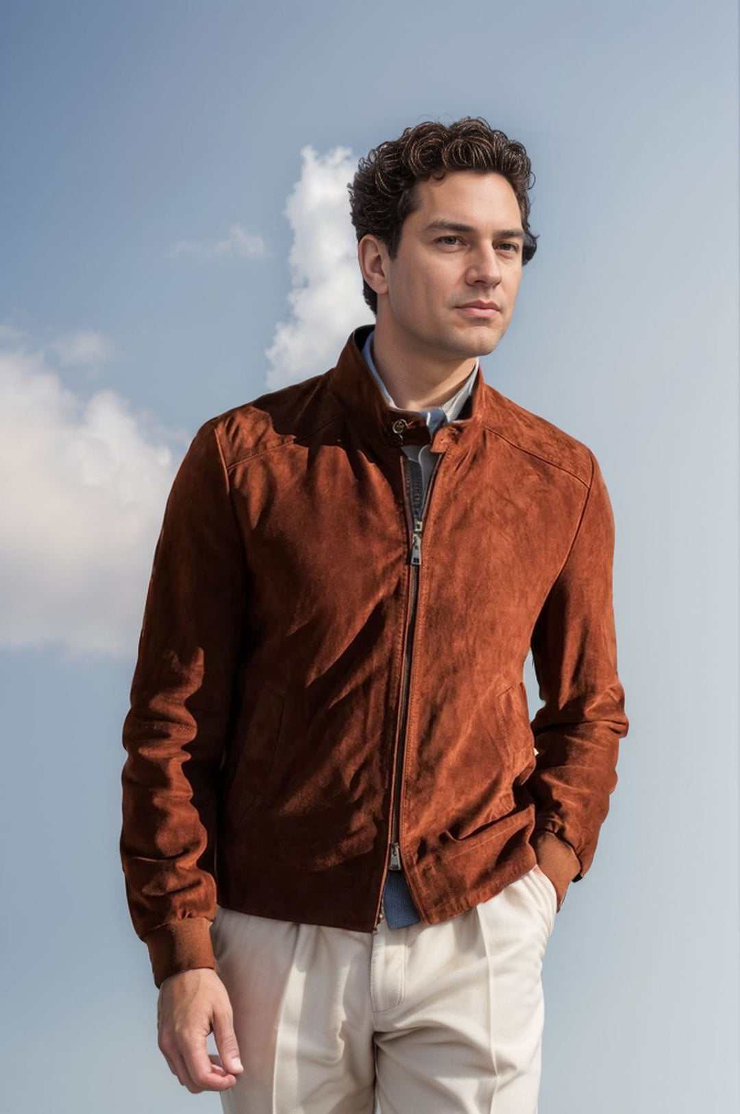 Herren Sportliche Leichte Jacke mit modernem Kragen EB