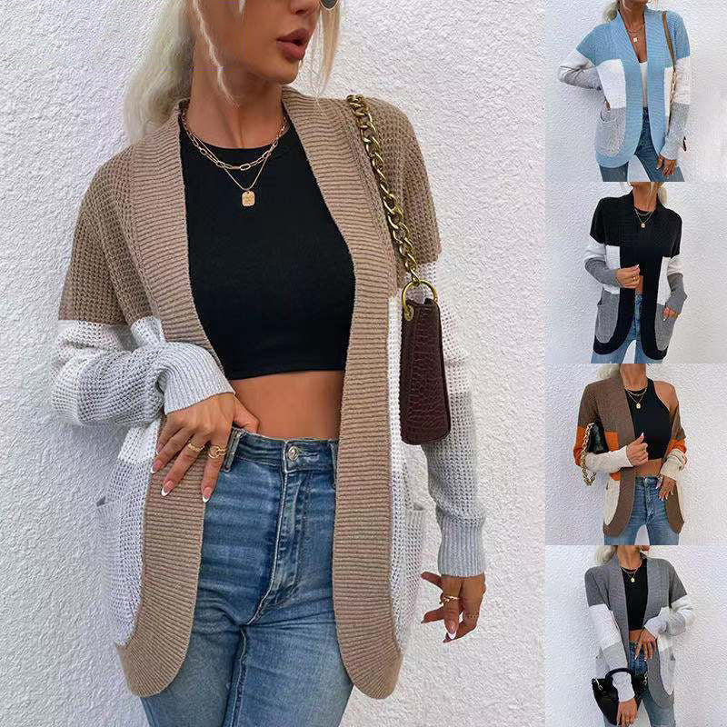 Damen Strickjacke mit offenen Vorderseiten und praktischen Taschen EB