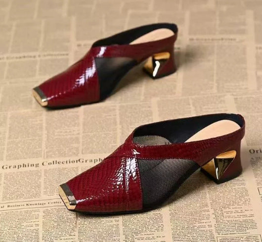 Damen Modische Mules mit einzigartigem Blockabsatz EB