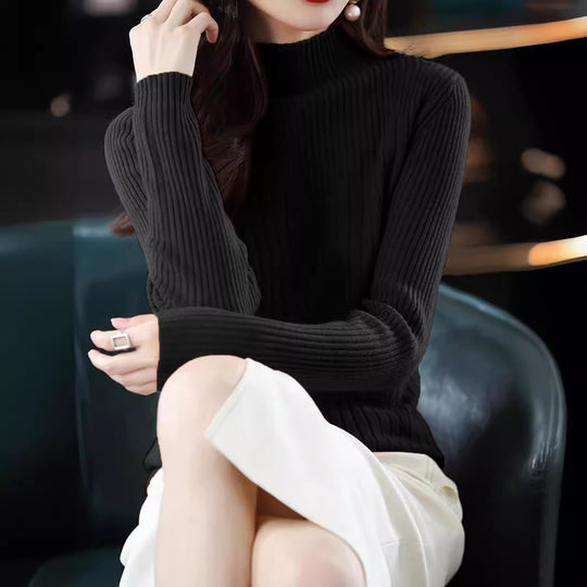 Damen eleganter Rollkragenpullover mit feiner Rippstruktur und modernem Design EB