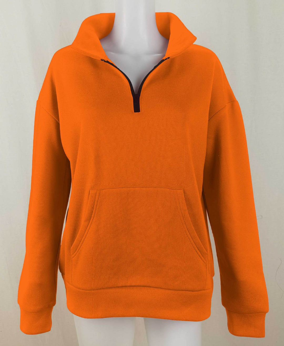 Damen nan Oversize-Halbzip-Kapuzenpullover mit Kängurutasche und verlängertem Saum EB