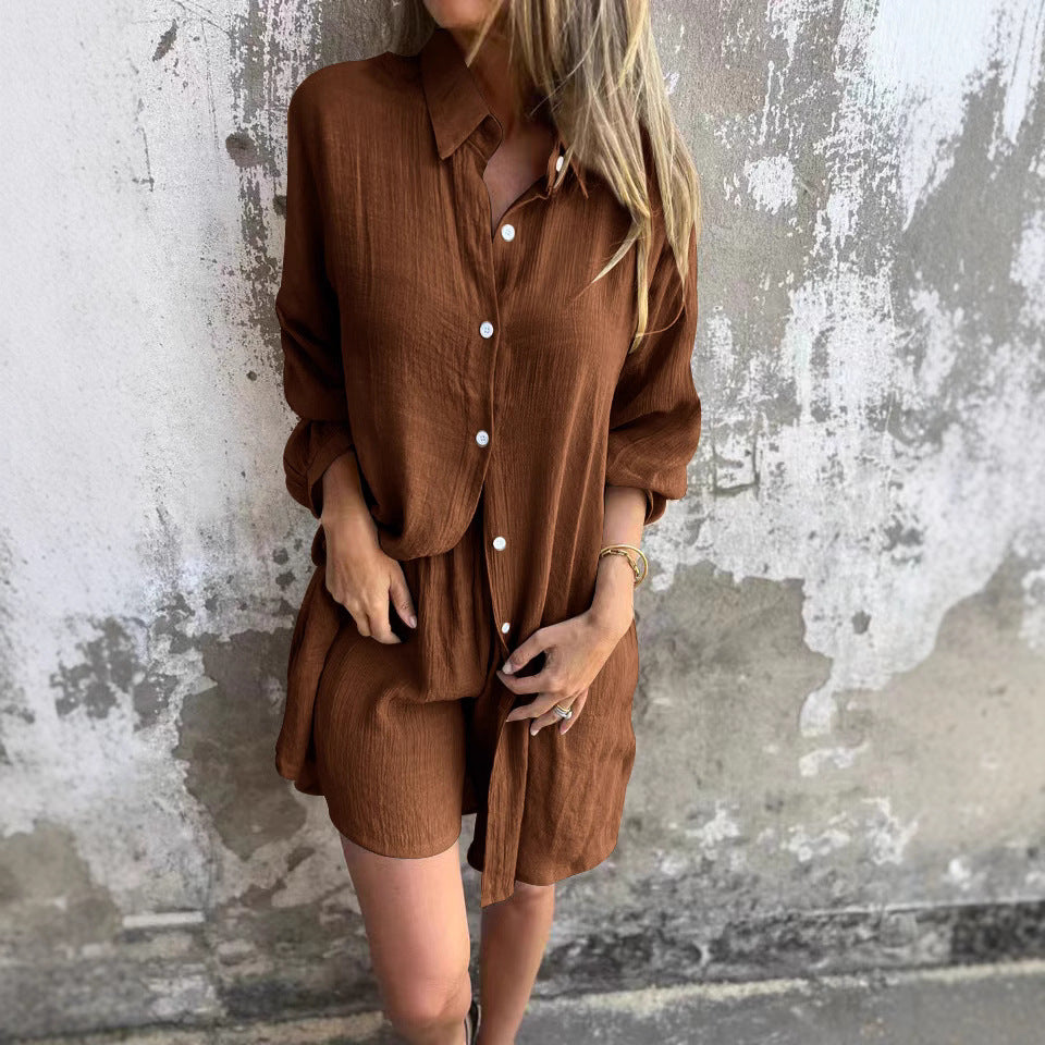 Damen lange Bluse mit durchgehender Knopfleiste und lässigem Schnitt EB