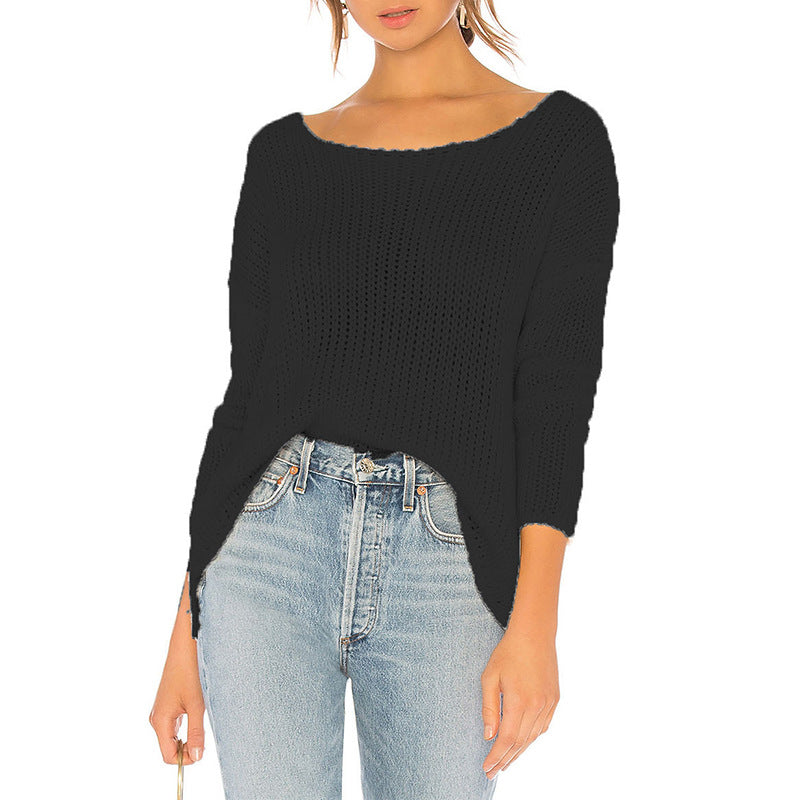 Damen luftiger Strickpullover mit weitem Schnitt und modernen Details EB