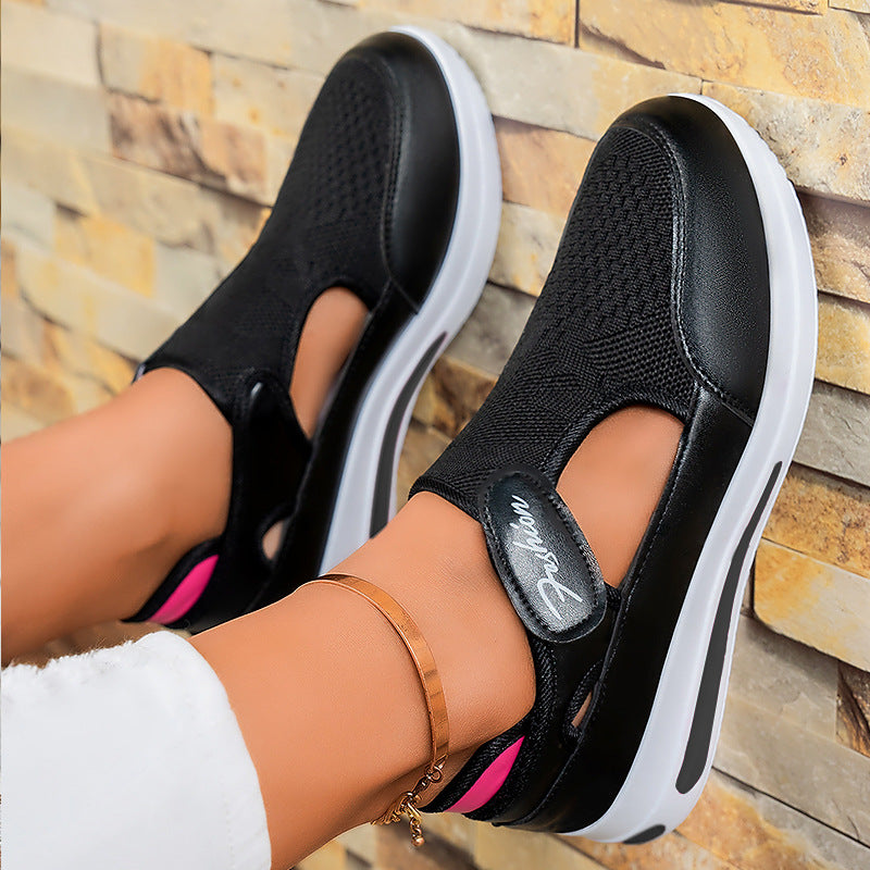 Damen Sportliche Slip-On Fitnessschuhe mit atmungsaktiver Mesh-Oberfläche EB