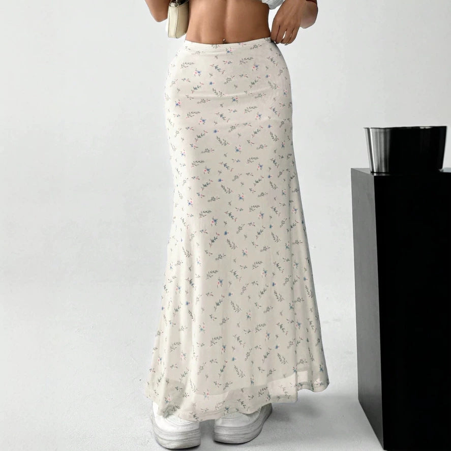 Damen Maxirock mit floralem Print und eleganter Transparenz EB