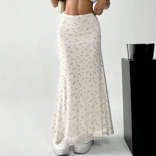 Damen Maxirock mit floralem Print und eleganter Transparenz EB