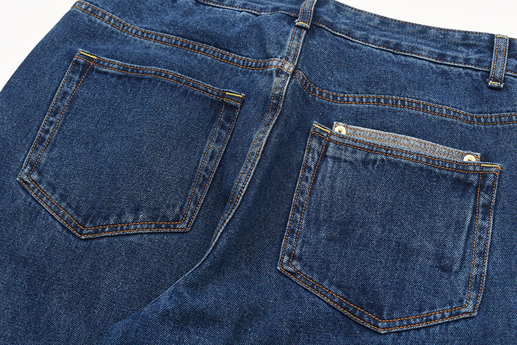 Damen High-Waisted Jeans im Vintage-Stil mit geradem Bein und praktischem Taschendesign EB