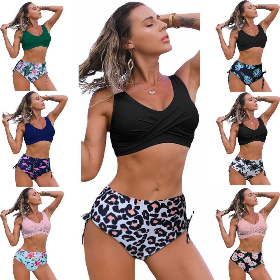 Damen Tankini-Set mit floralem Unterteil und lässigem Wickeloberteil EB