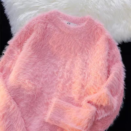 Damen Flauschiger Rundhalspullover EB