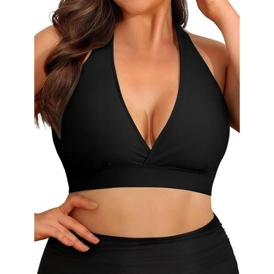 Damen Triangel-Bikini-Oberteil mit tiefem V-Ausschnitt und verstellbaren Trägern EB