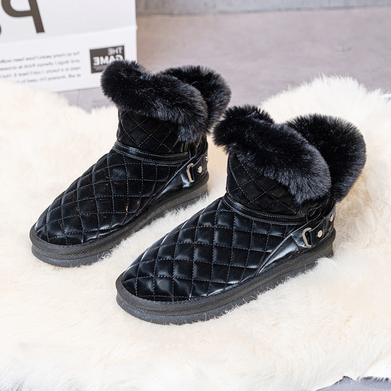 Damen kuschelige Winterstiefel mit modischem Obermaterial und elegantem Kunstfell EB