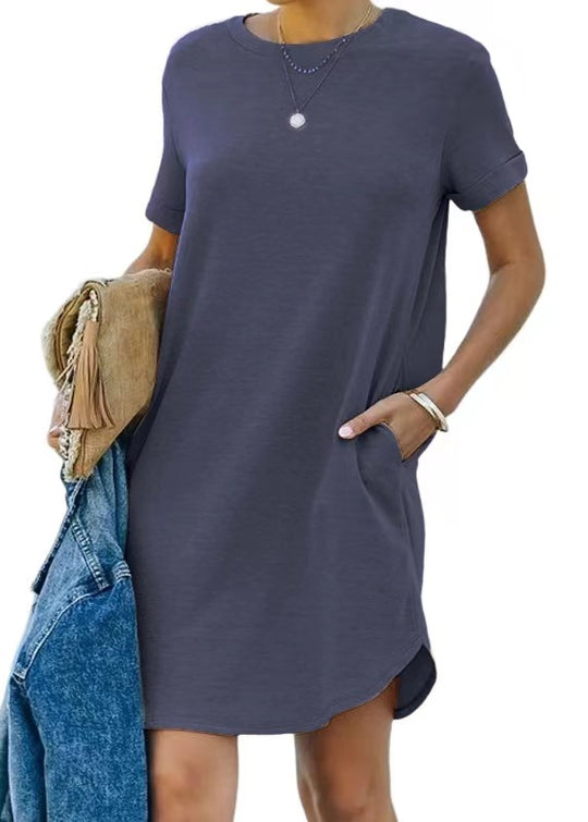 Damen Casual Kleid mit praktischen Taschen EB
