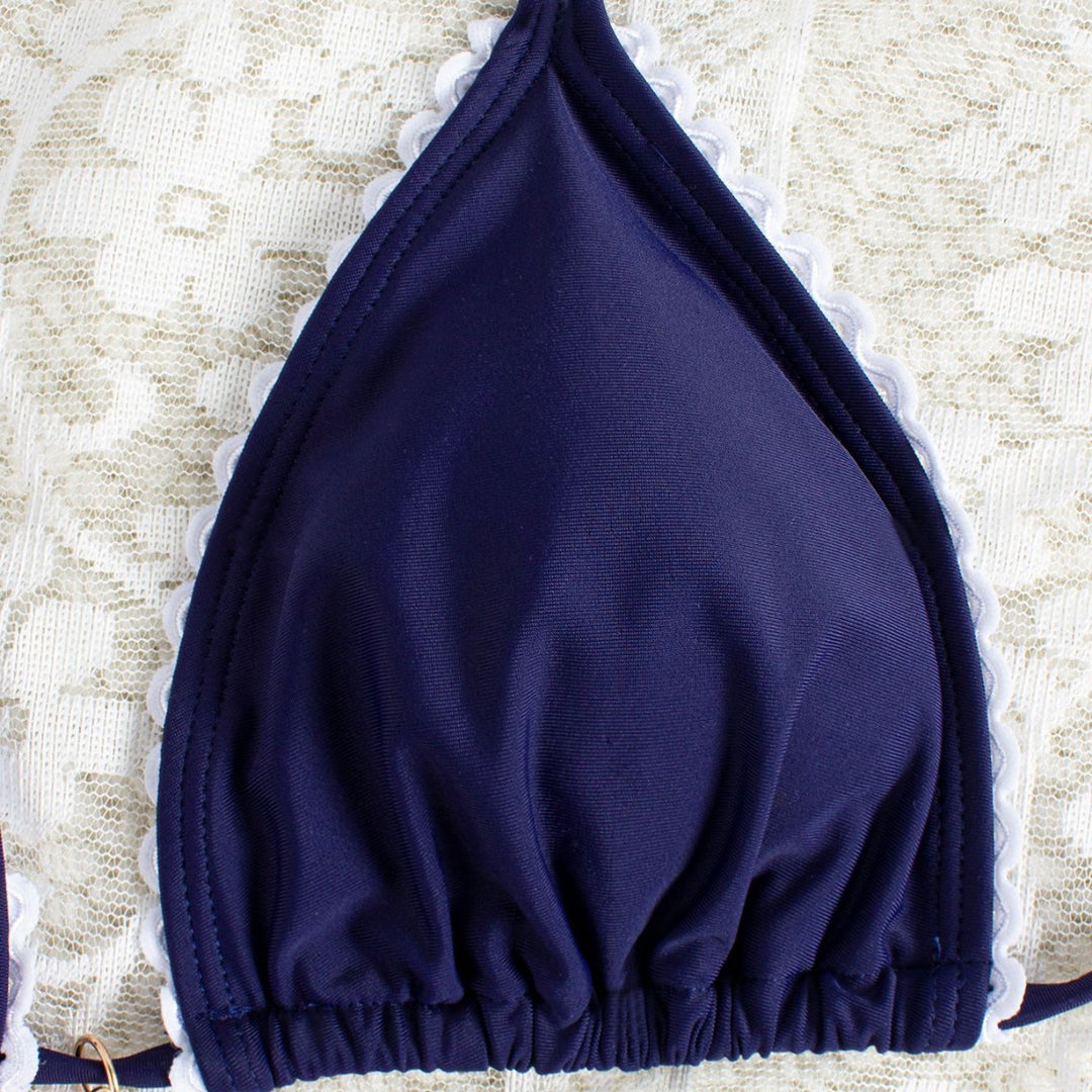 Damen Triangel-Bikini mit eleganter Rüsche und verschlusslosen Details EB