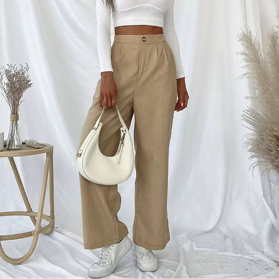 Damen Weite Hochbundhose mit Falten EB