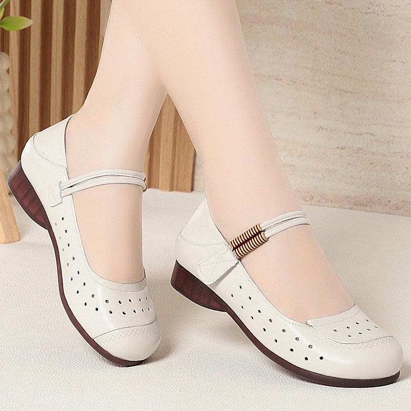 Damen atmungsaktive und bequeme Mary Jane Ballerinas mit elastischem Riemen EB