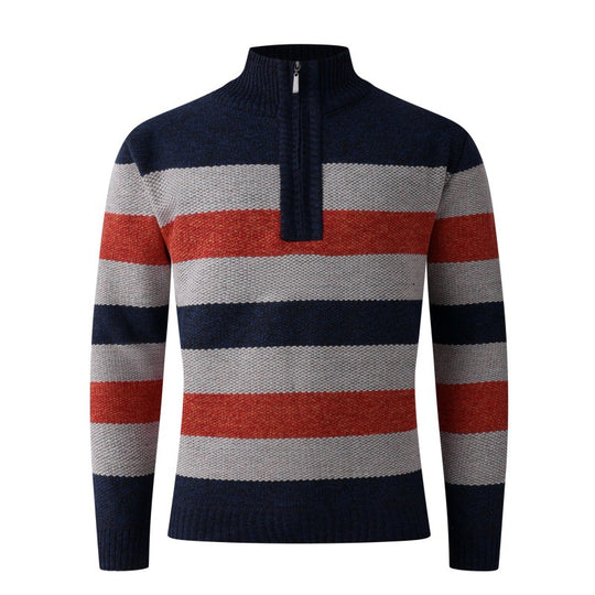 Herren modischer Stehkragen Pullover mit dekorativen Streifen EB
