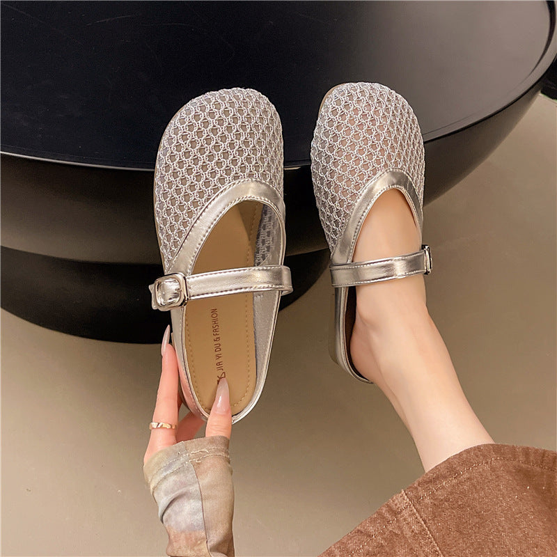 Damen Bequeme und elegante Ballerinas mit verstellbarem Riemen EB