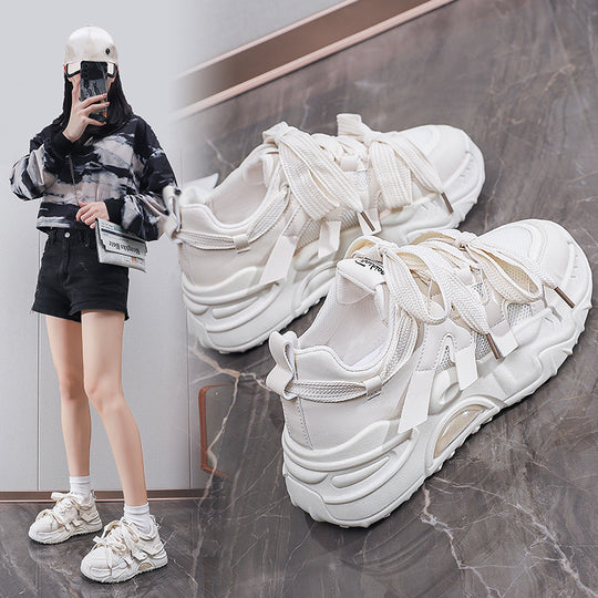 Damen Sportliche Chunky Sneakers mit atmungsaktivem Obermaterial und modischer Schnürung EB