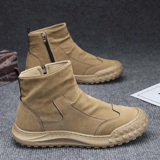 Damen Modische Ankle Boots mit elastischem Schaft und robustem Profilsohle EB