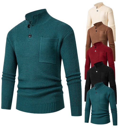 Herren Hochwertiger Pullover mit Modalmuster und Brusttasche EB