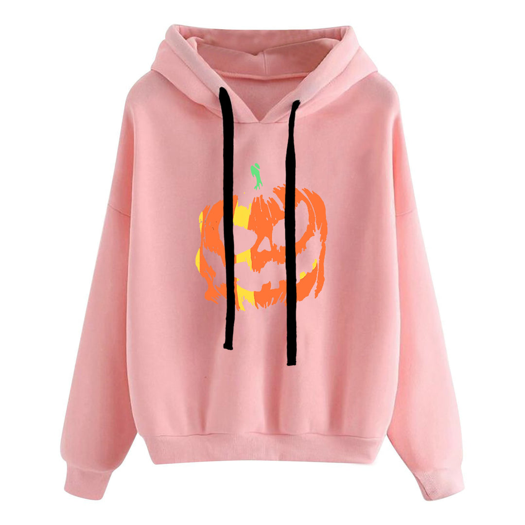 Damen nan lässiger Oversize Kapuzenpullover mit Herz‑und‑Pfotenprint, Kordelzug und gerippten Bündchen EB