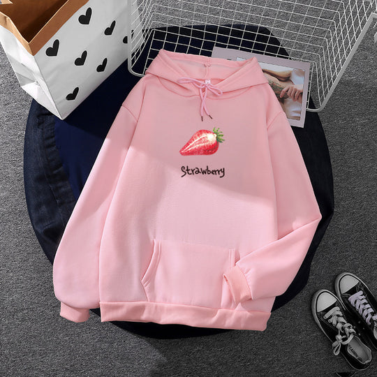 Damen nan oversized Kapuzenpullover mit Avocado-Print, weichem Fleece-Innenfutter und frontaler Eingriffstasche EB