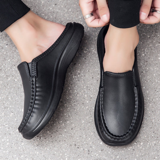 Damen Bequeme Slipper aus hochwertigem Leder EB