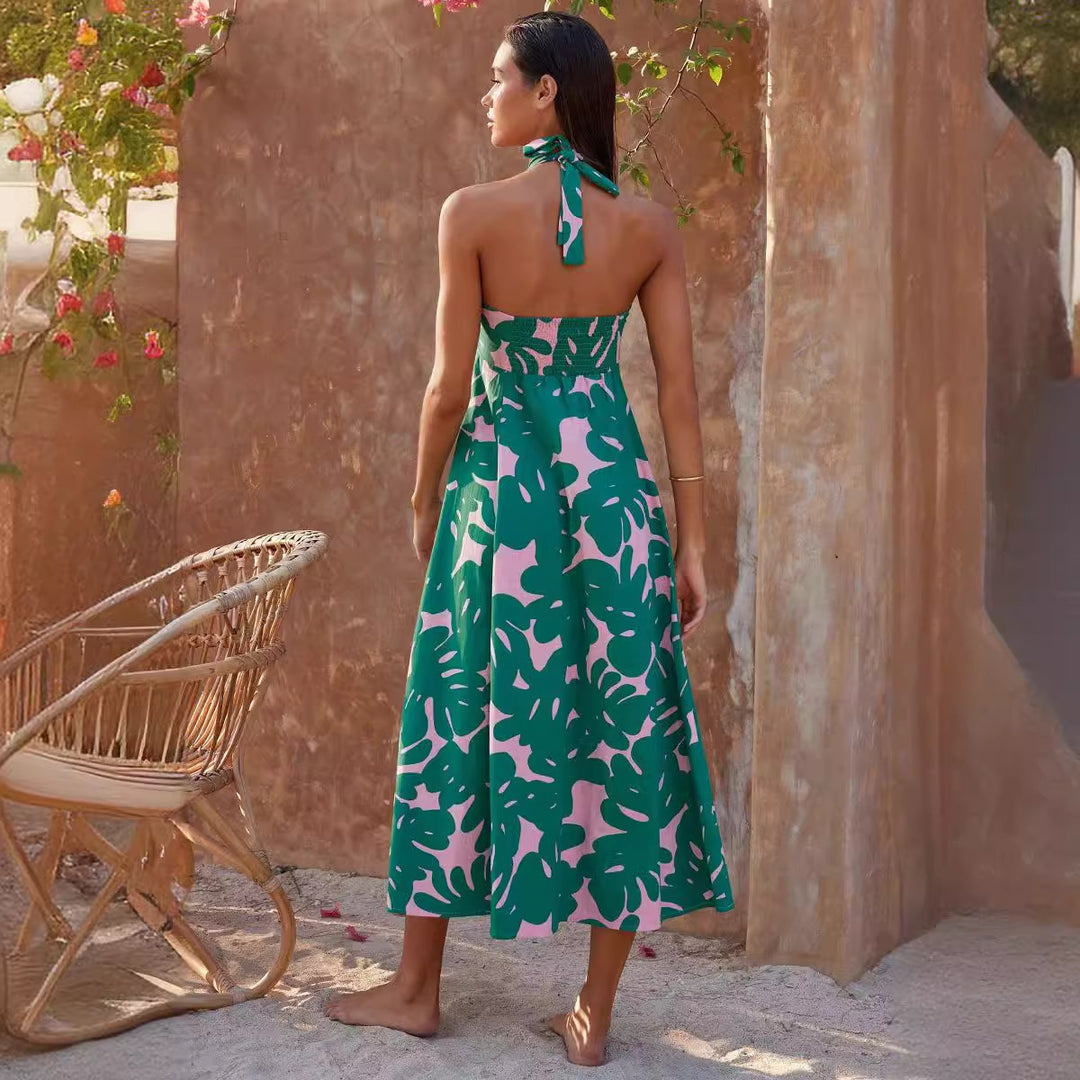 Damen Maxikleid mit floralem Bandeau-Design und elegantem Schwingrock EB