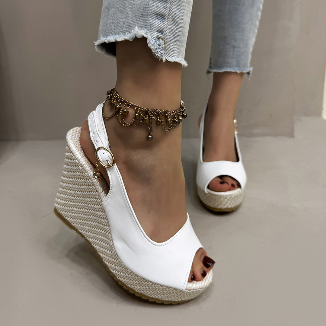 Damen Wedge-Sandalen mit modischem Perlen-Detail EB